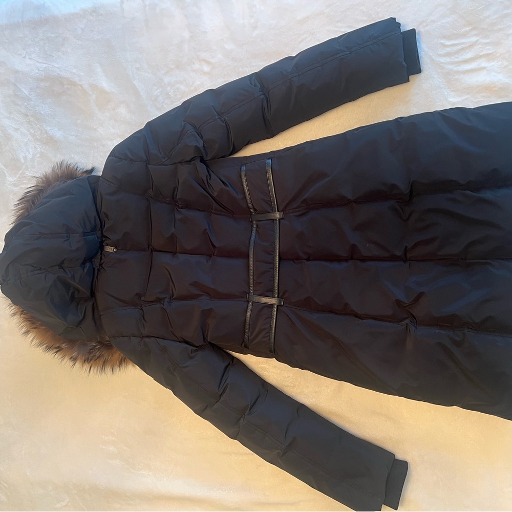 Black Puffer Coat with Faux Fur Hood - Picture 5 of 7